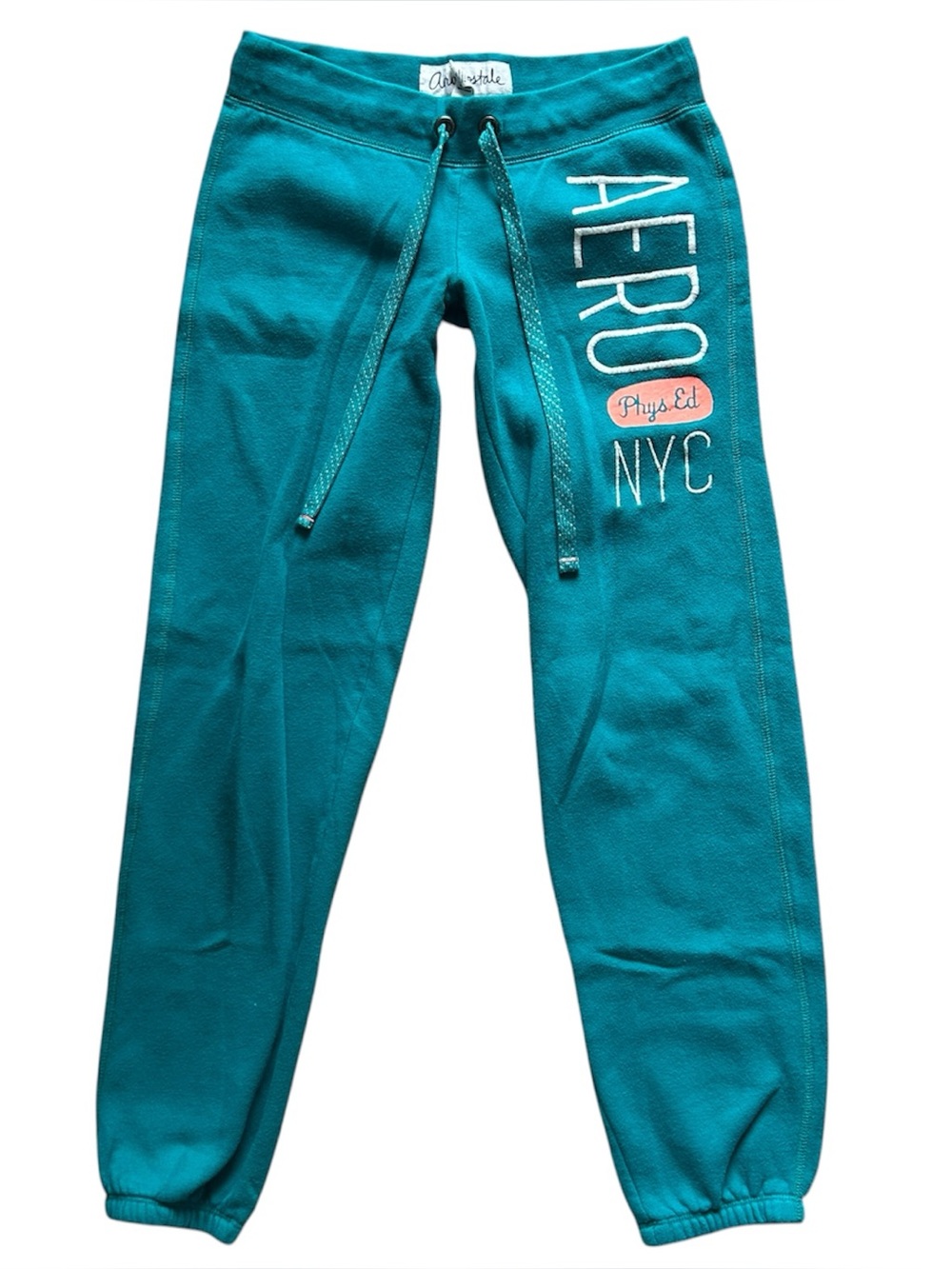 Y2K “Aeropostale” Teal Low Rise Embroidered Graphic Sweatpants